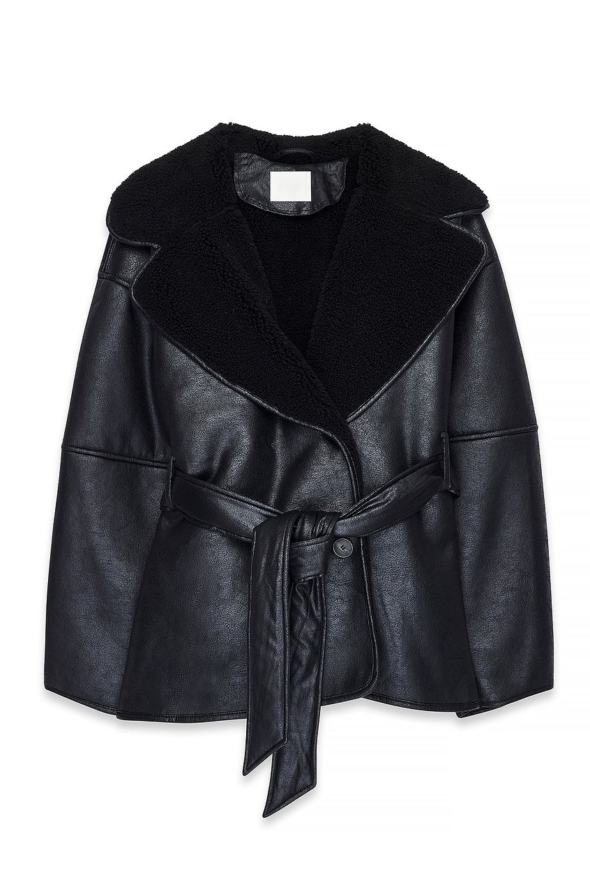 Oversized Belted Shearling Jacket