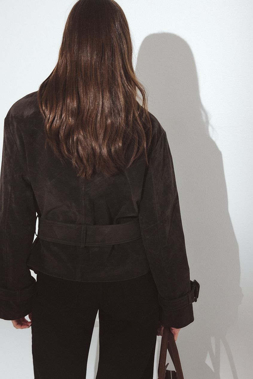 Faux Suede Short Trenchcoat