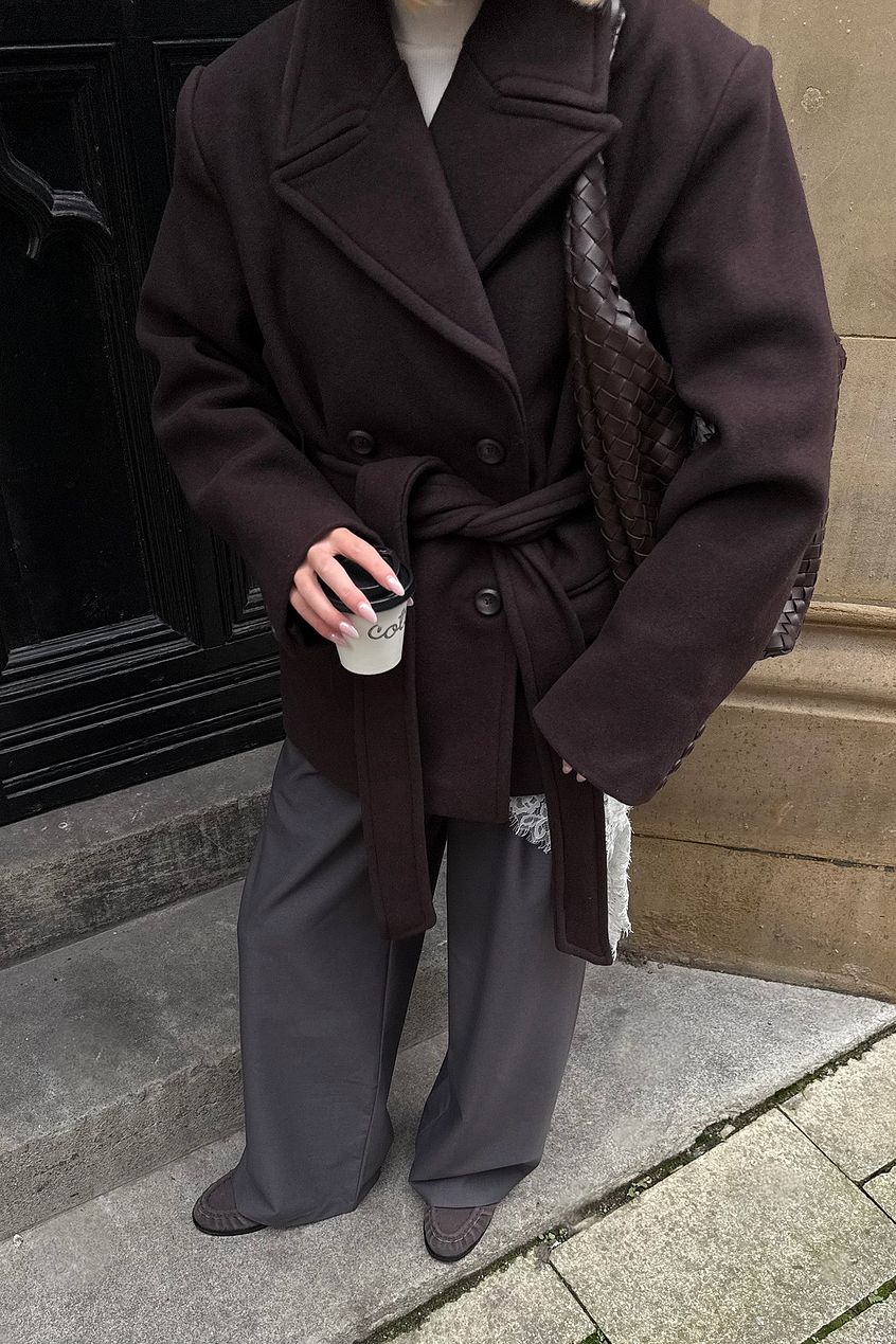 Oversized Wool Blend Short Coat