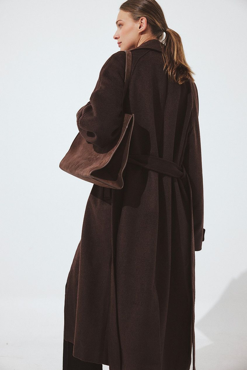 Oversized Raglan Sleeve Wool Blend Coat