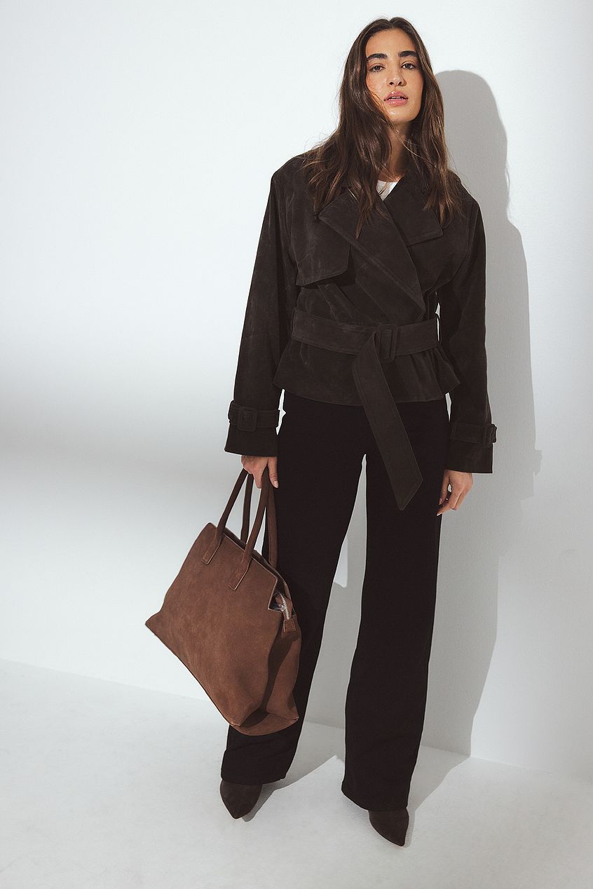 Faux Suede Short Trenchcoat