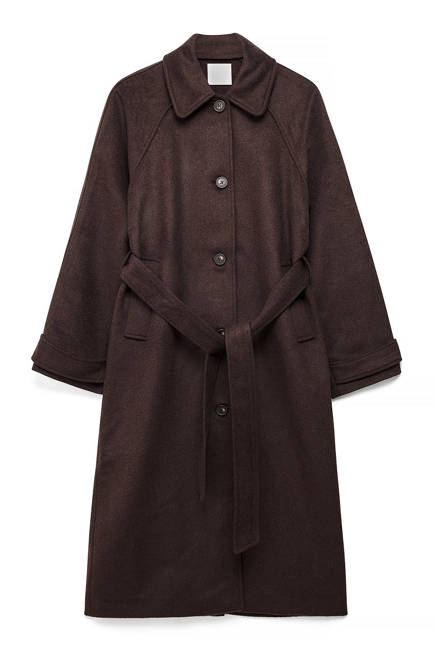 Oversized Raglan Sleeve Wool Blend Coat