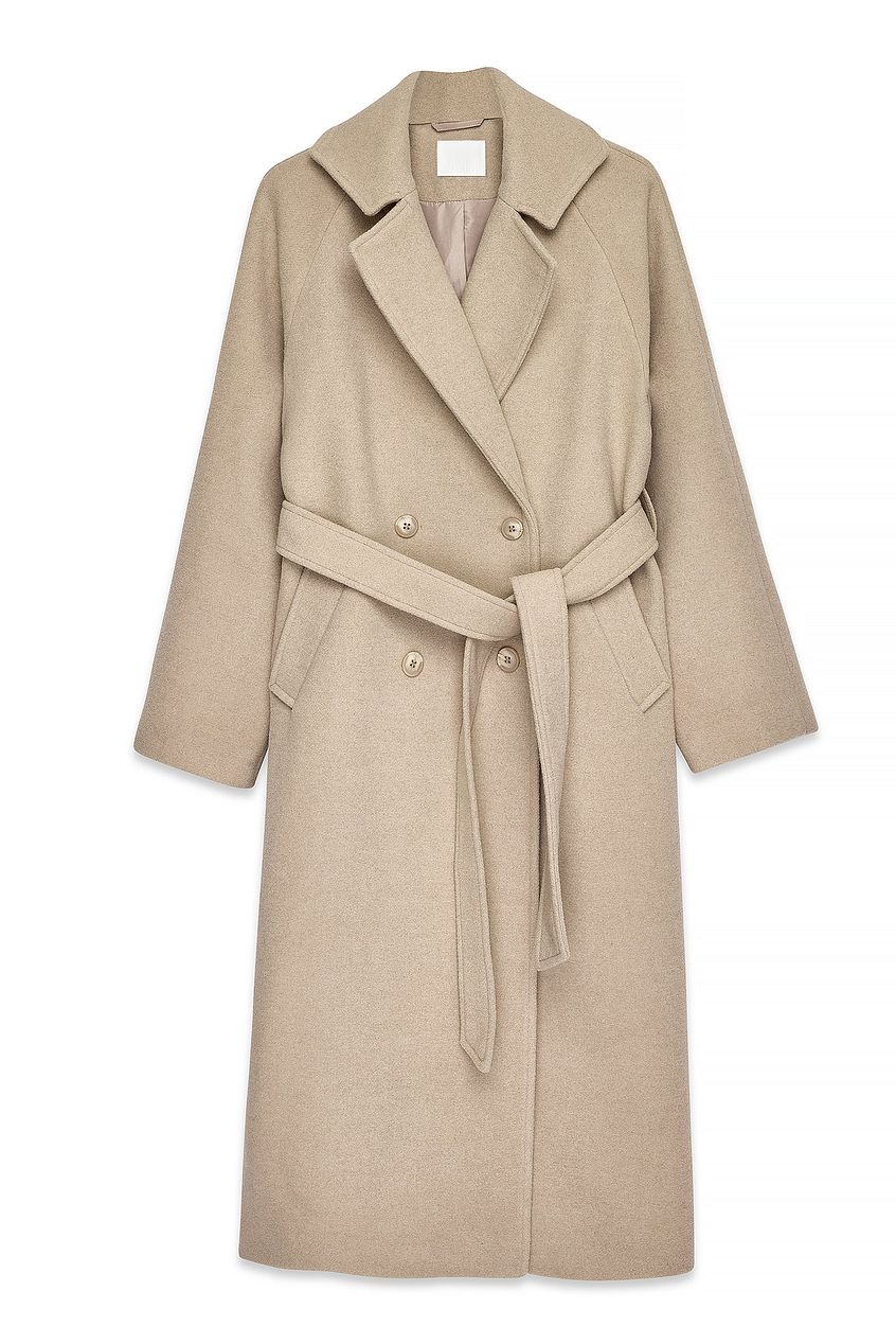 Oversized Wool Blend Belted Coat