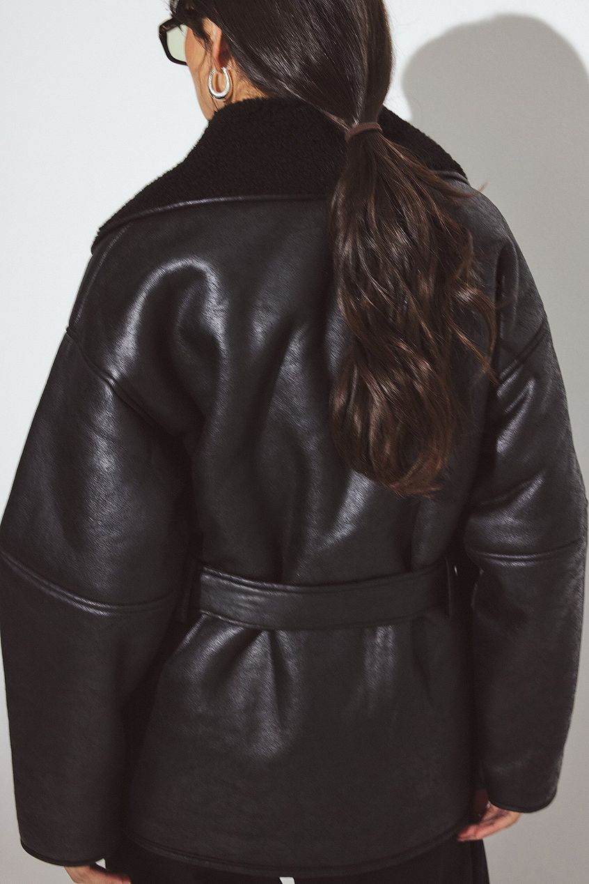 Oversized Belted Shearling Jacket