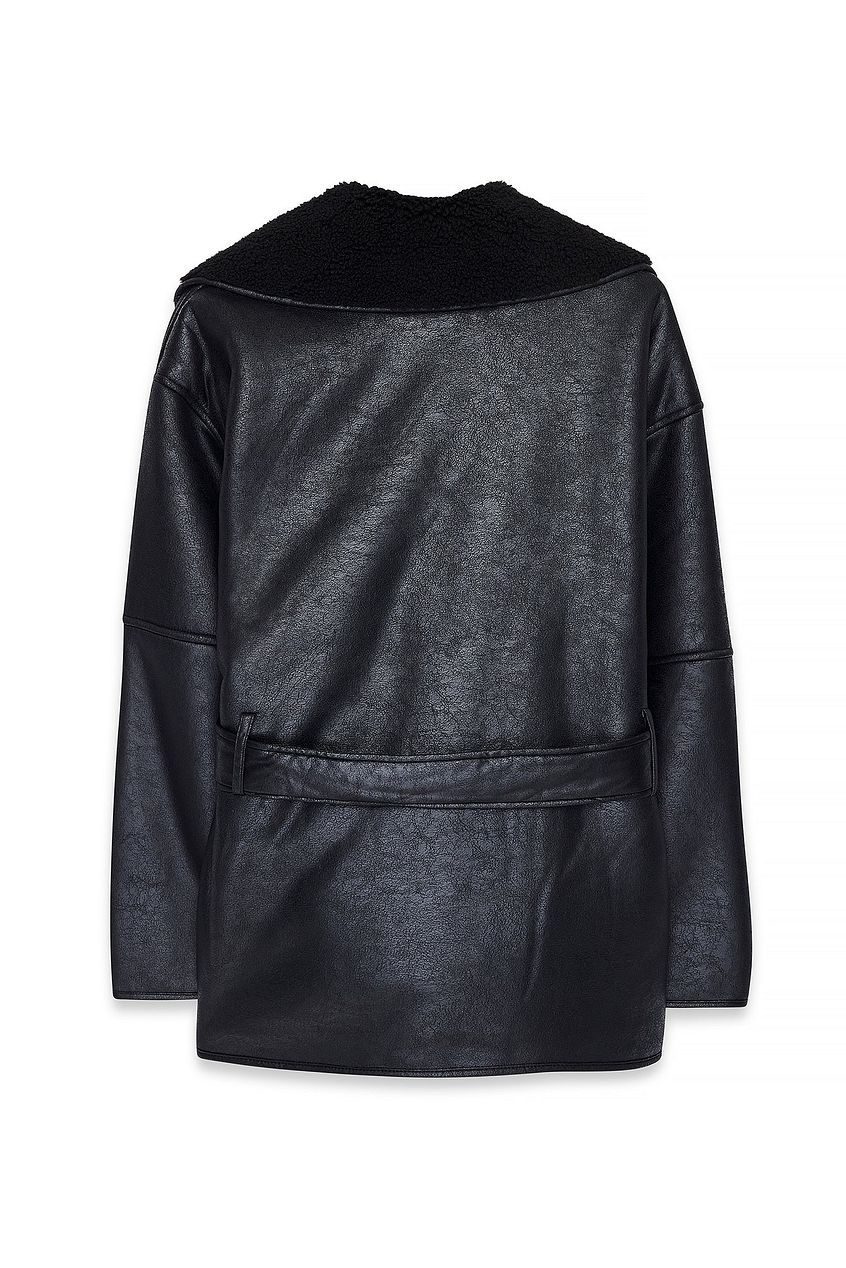 Oversized Belted Shearling Jacket