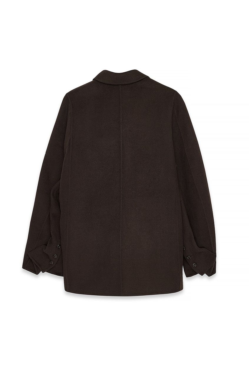 Oversized Wool Blend Sleeve Detail Short Coat