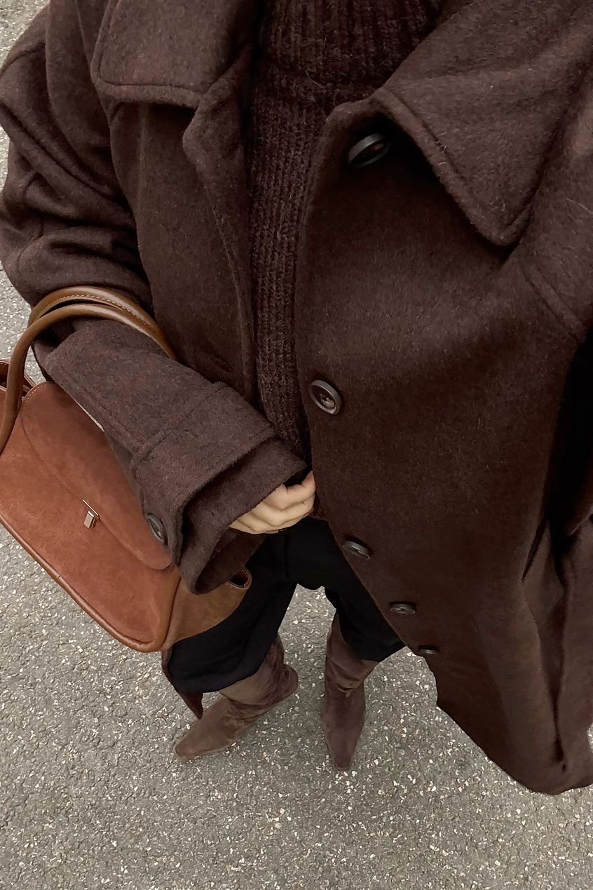 Oversized Raglan Sleeve Wool Blend Coat