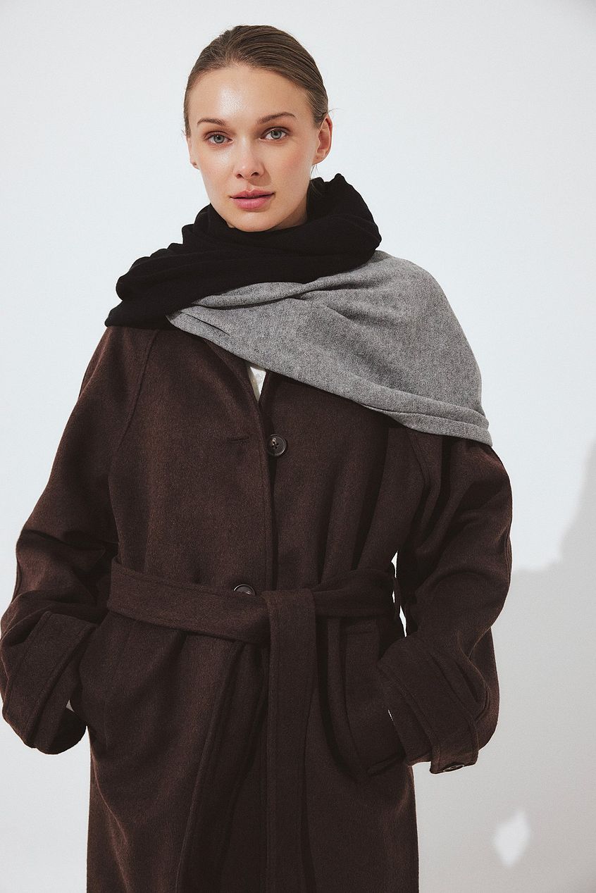 Oversized Raglan Sleeve Wool Blend Coat
