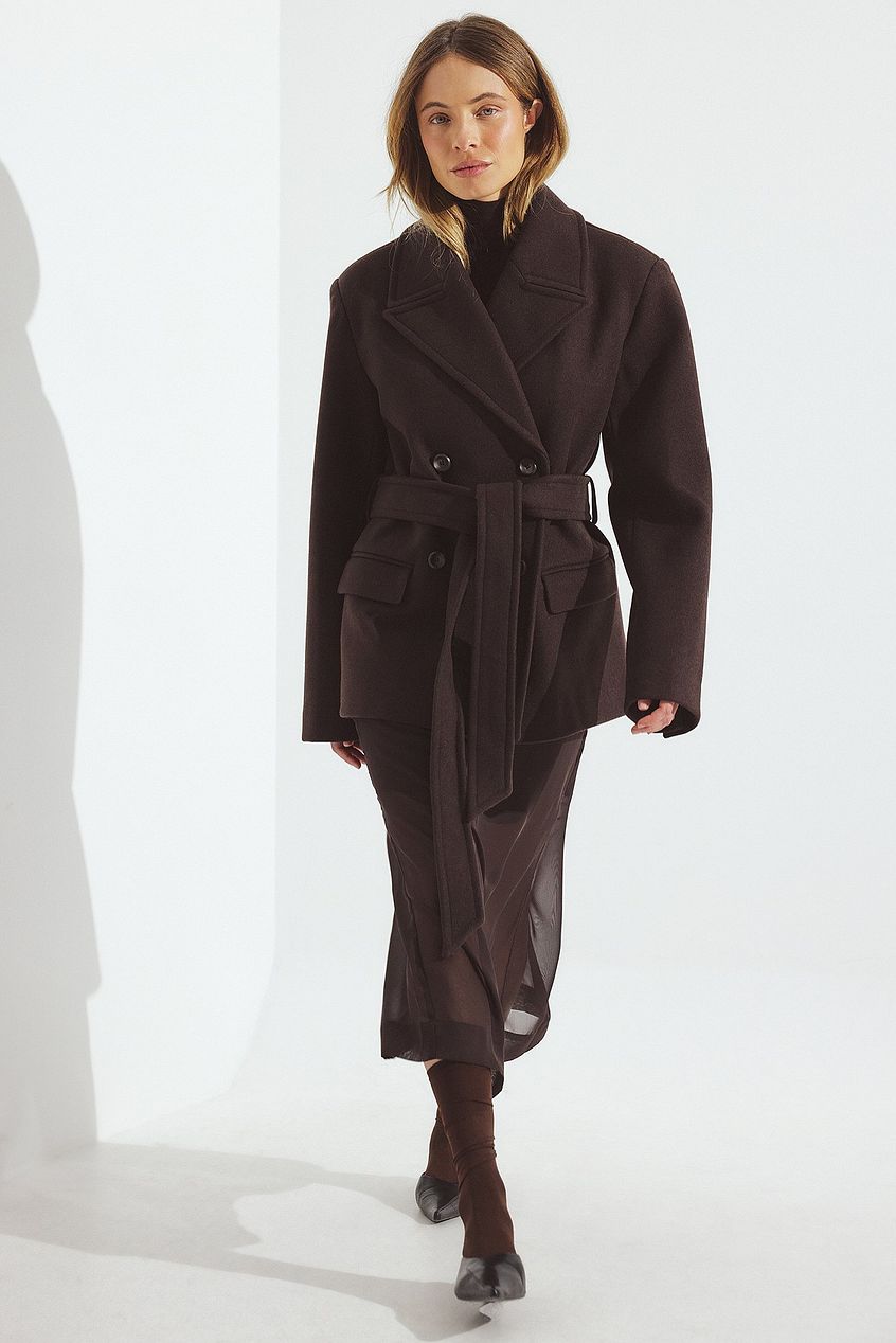 Oversized Wool Blend Short Coat