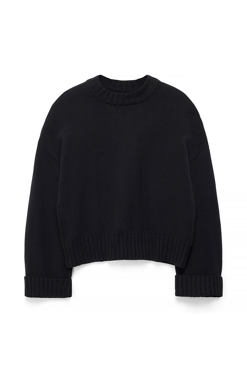 Folded Sleeve Knitted Sweater