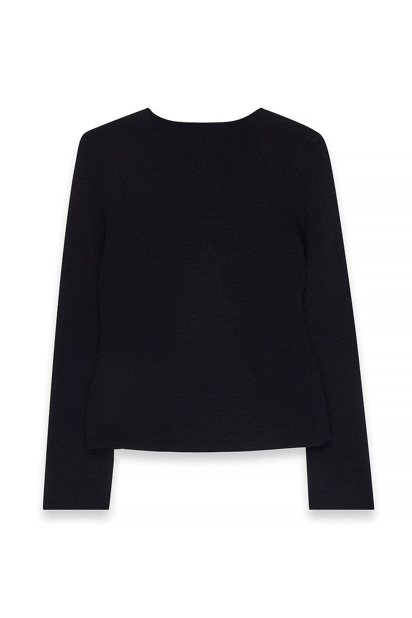 Knitted Overlapping Fitted Cardigan