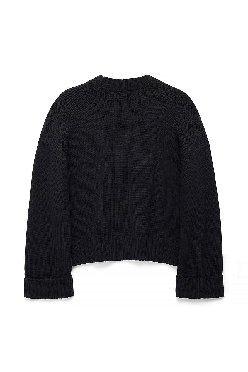 Folded Sleeve Knitted Sweater