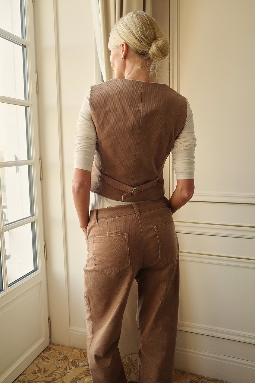 Corduroy Mid Waist Pants