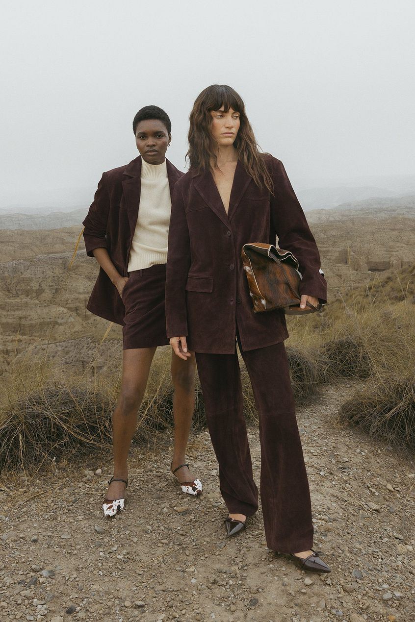 Straight Fit Suede Pants