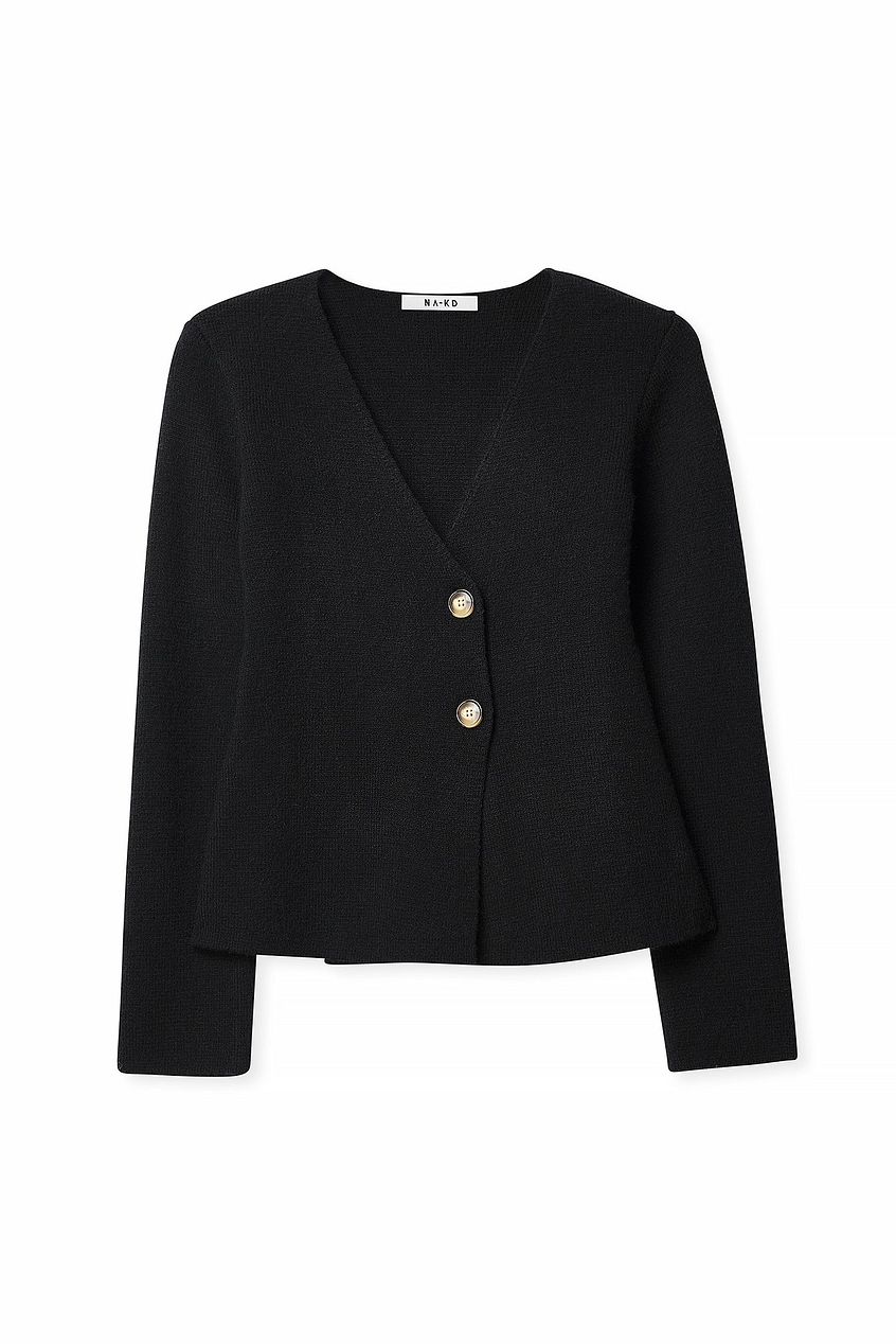 Knitted Overlapping Fitted Cardigan