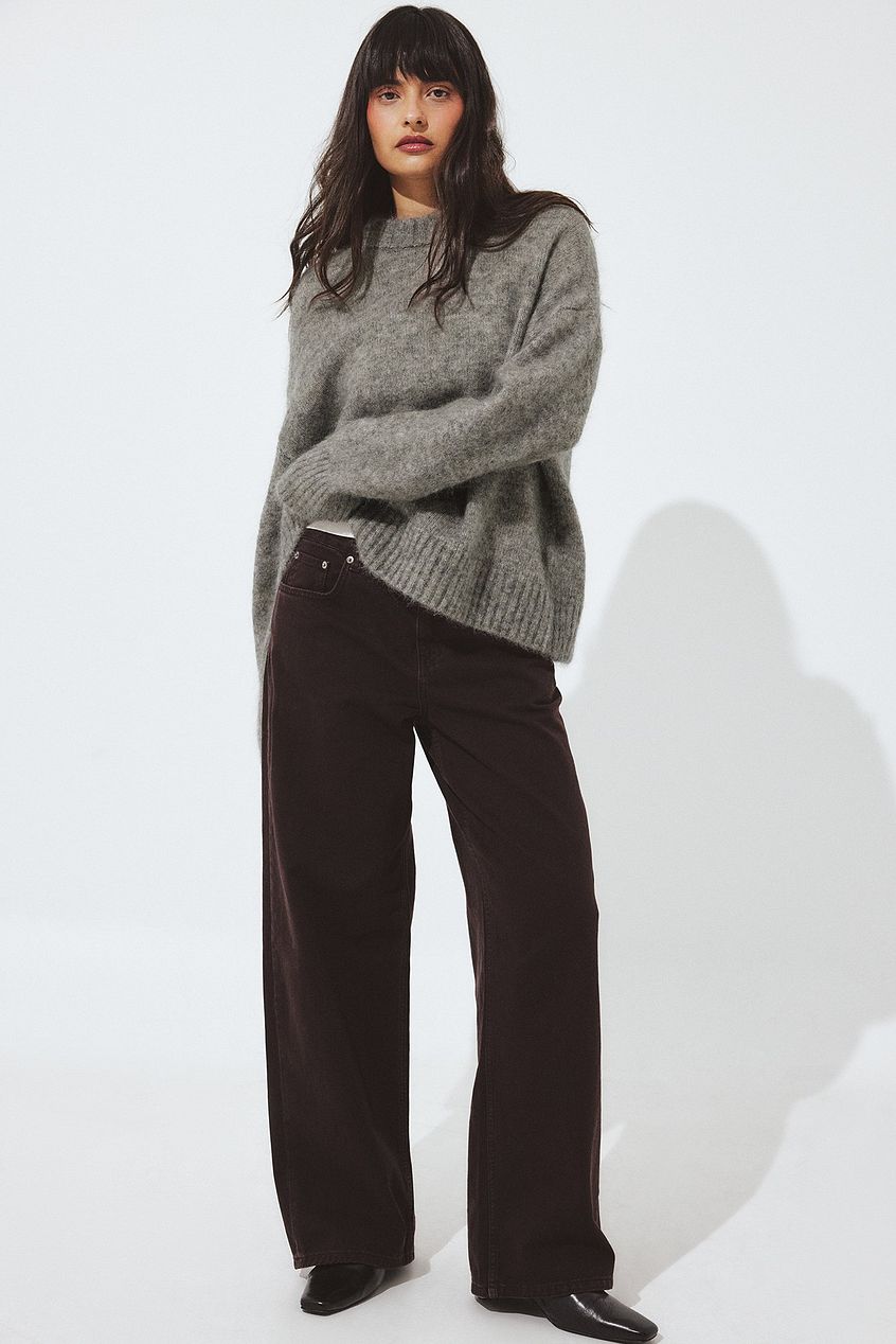 Knitted Mohair Blend Round Neck Sweater