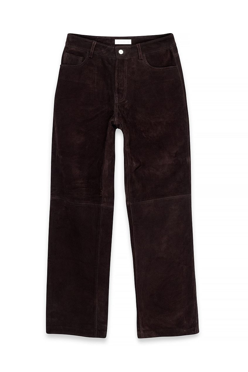 Straight Fit Suede Pants