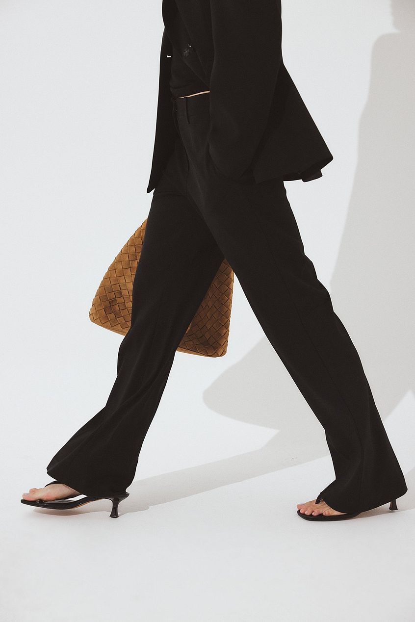 Straight Leg Mid Waist Suit Pants