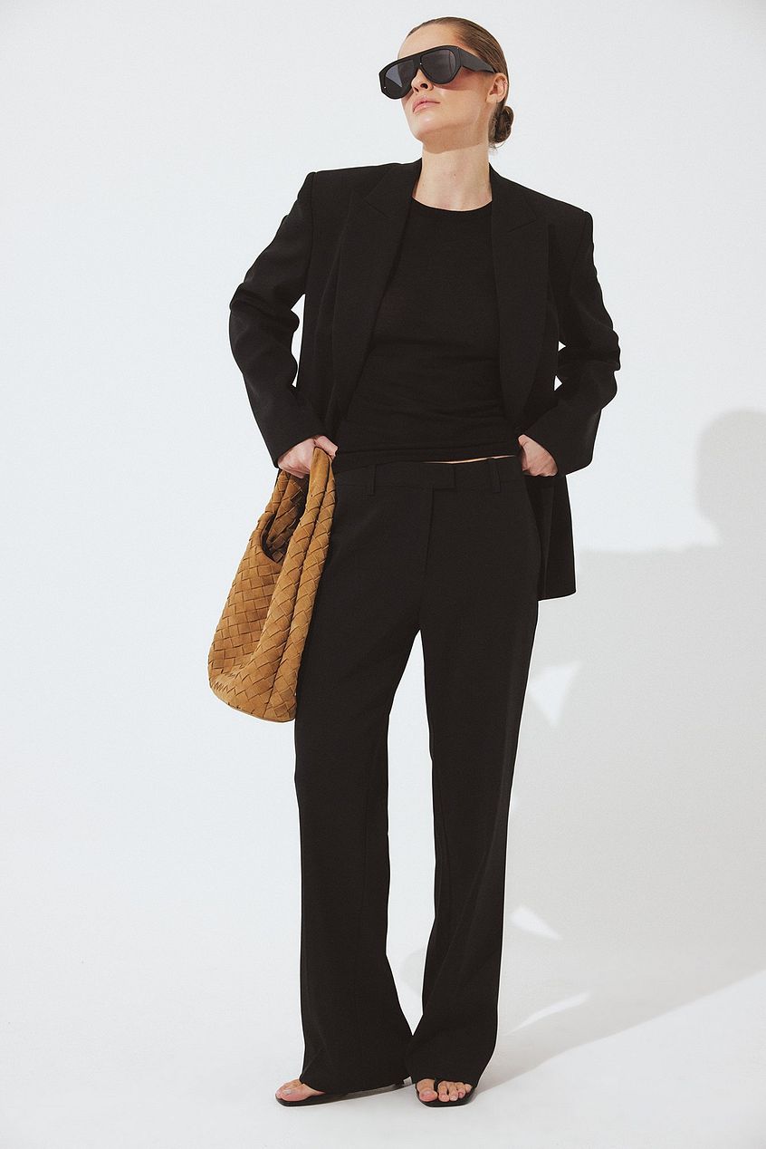 Straight Leg Mid Waist Suit Pants