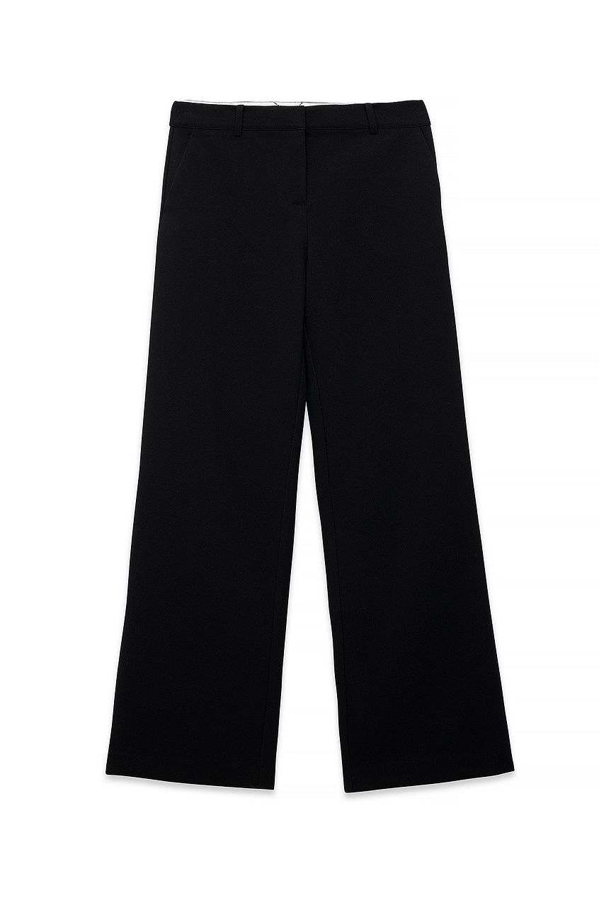 Mid Waist Flared Twill Pants