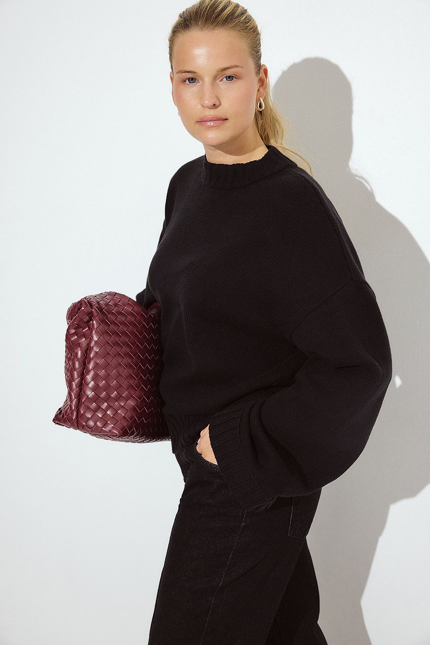 Folded Sleeve Knitted Sweater